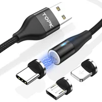 

TOPK AM60 3A 3rd Generation Fast Charging LED Mobile Phone Magnetic USB Data Charging Cable