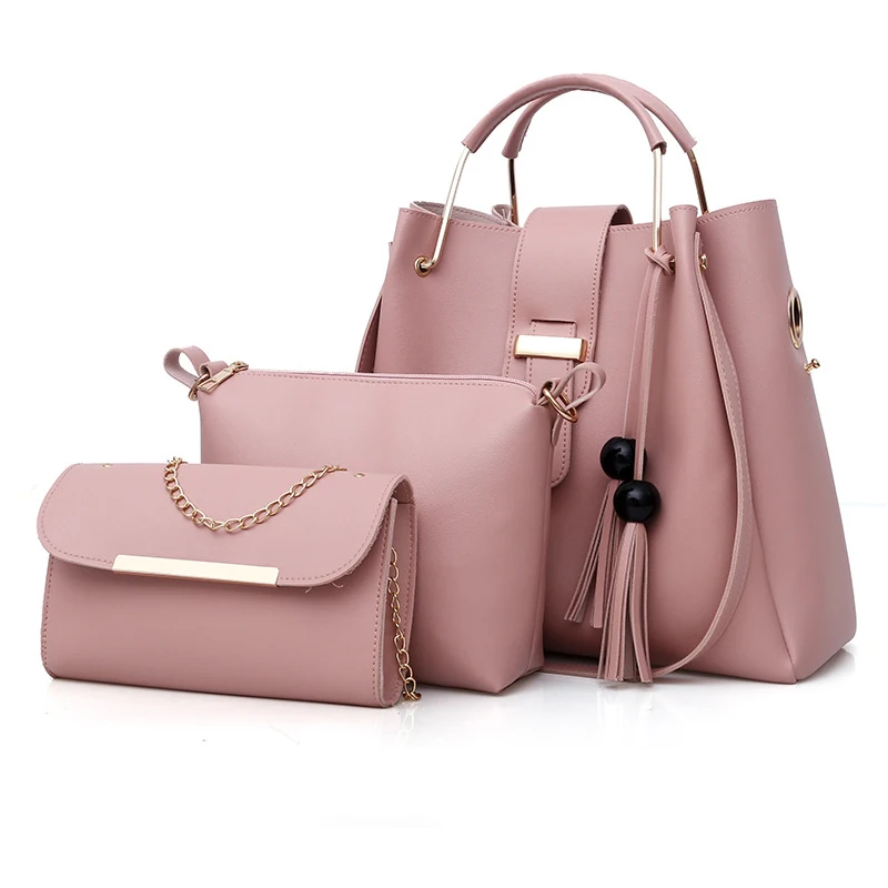 

New fashion women messenger bag portable lady handbag 3 piece bag sets PU leather handbag sets for women, Multi