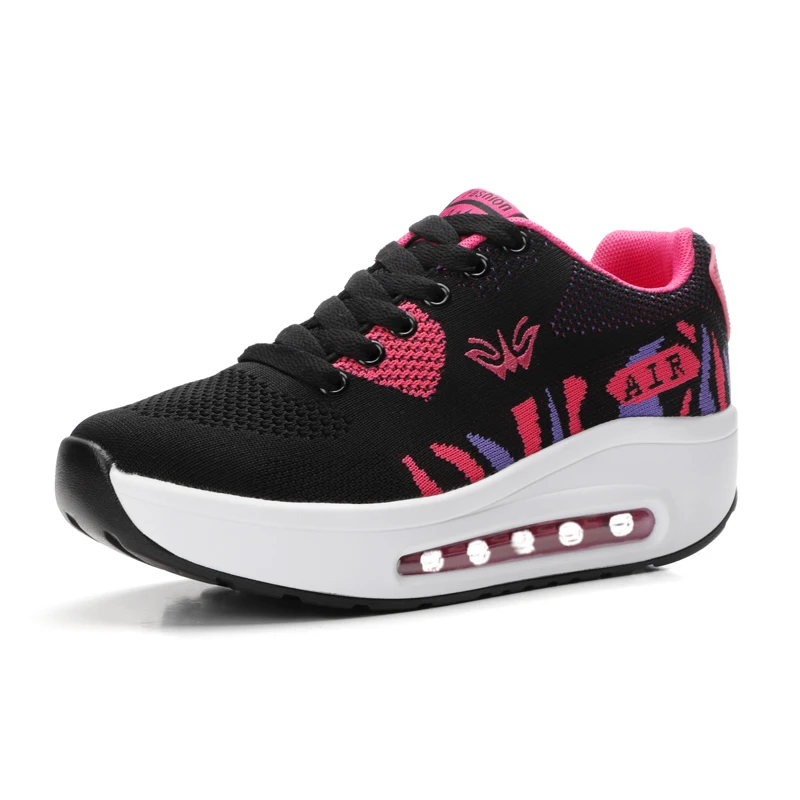 

New Fashion Flying Woven Shoes Women Air Cushion Mesh Sneakers Lady Casual Sport Running Walking Shoes Sneaker Sports