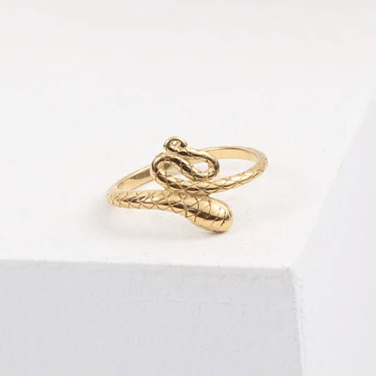 

Fashion Stainless Steel Jewelry 18K Gold Plated Serpentine Lifelike Snake Creative Couple's Ring