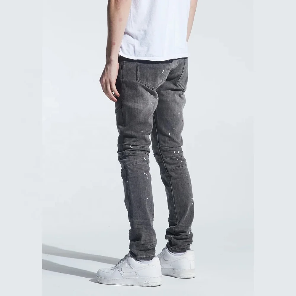 montana denim grey paint splatter stretch jeans casual pants