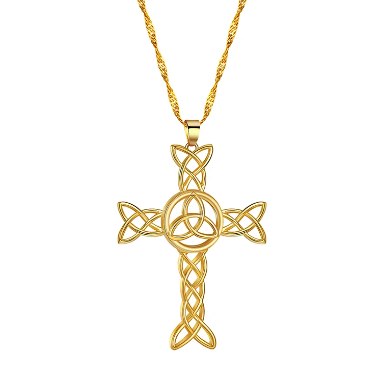 

Virish Celtic Knot Infinity Celtick Jesus Cross Pendant Necklace Dropshipping, Silver/gold