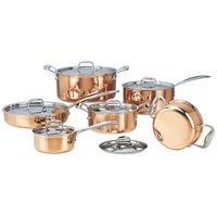 

NO MOQ Luxury 12pcs Triply copper stainless steel cookware set with casserole in gift box