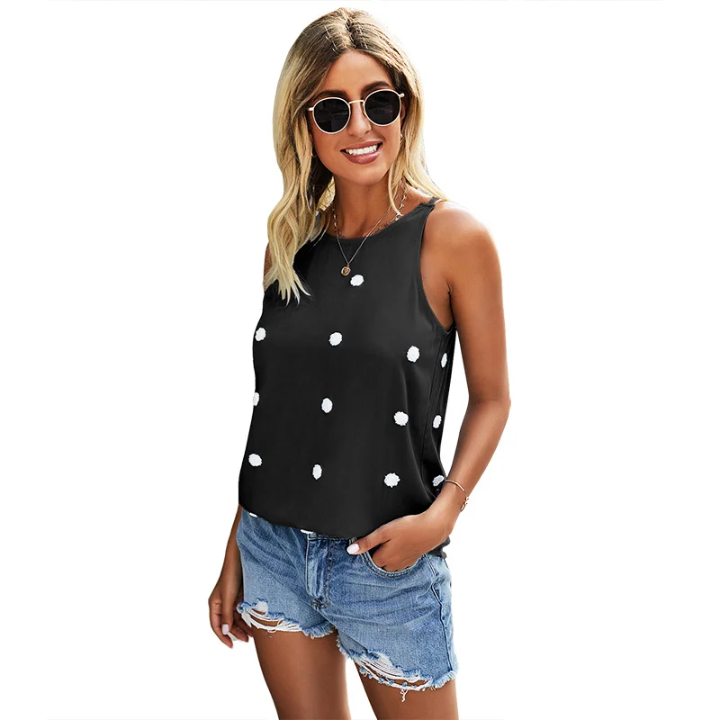 

Summer 2021 fashionable embroidered off shoulder vest ladies tops shirts for women