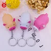 Factory Pig Shaped Soft PVC Keychain unique cartoon pig key rings for souvenirs