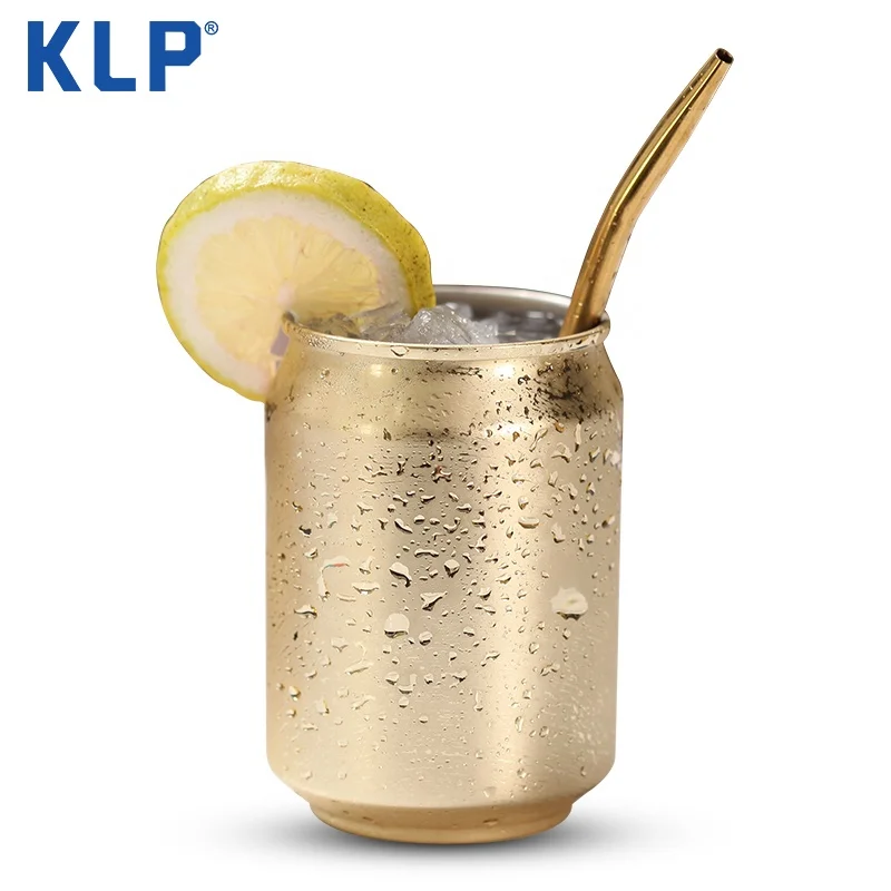 

KLP RTS mirror light copper plated gold straight cup metal stainless steel cup, Customized colors acceptable