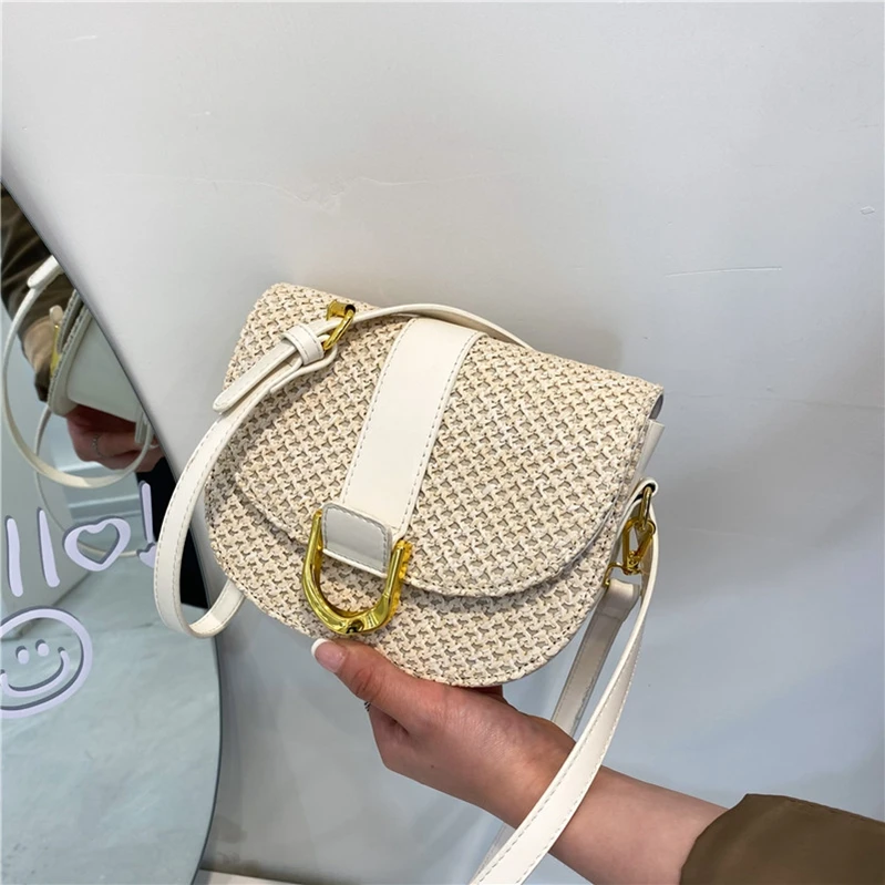 

S1135 Summer small 2021 new trendy fashion casual woven messenger western style single shoulder saddle