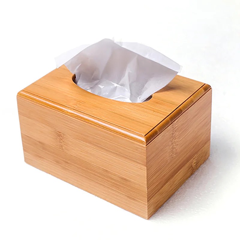 

Wholesale Customize Modern Reusable Napkin Holder Organizer Customize Home Dispenser Cover Square Bamboo Facial Tissue Box