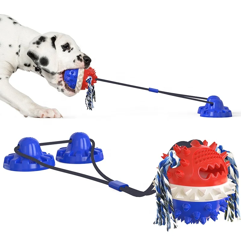 

Free Sample Rubber Pet Molar Bite Toothbrush Toys Suction Cup Interactive Dog Tug Chew Toy, Multi