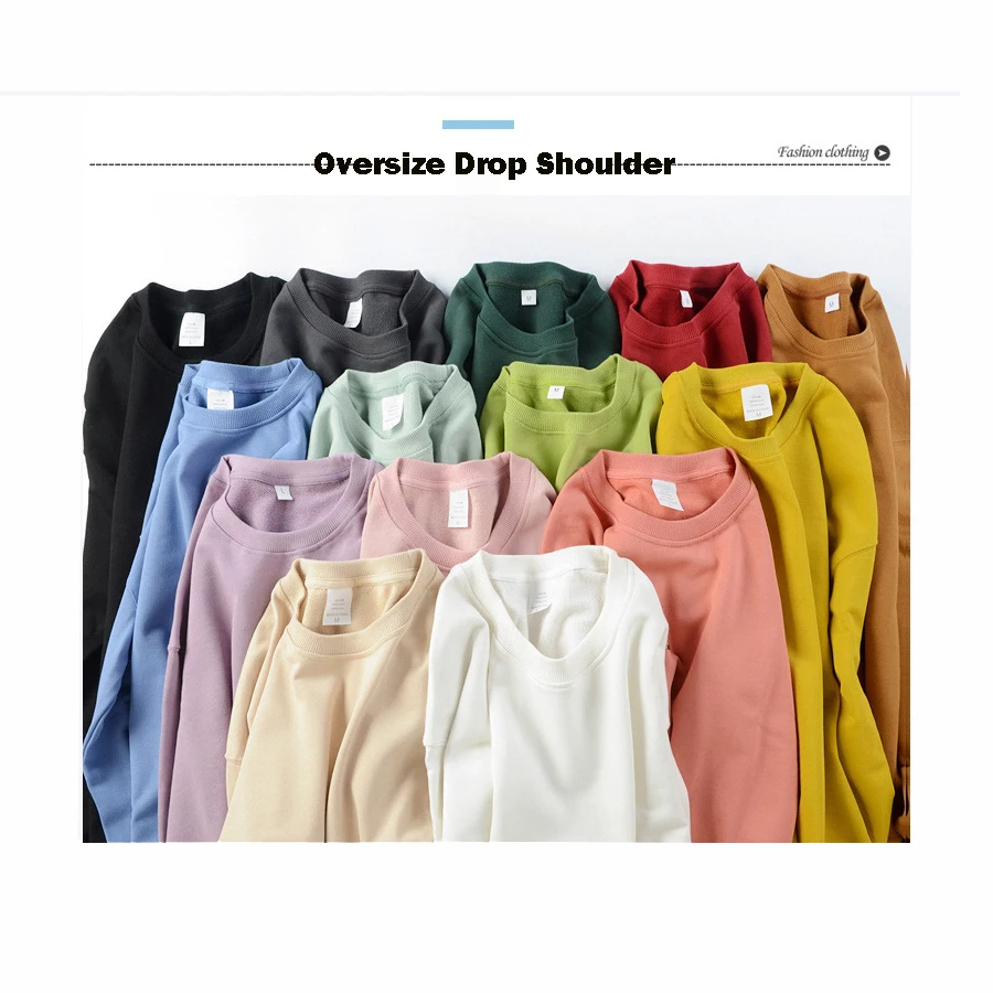 

Wholesale men's solid color 100% cotton custom sweatshirts oversized high quality pullover unisex sweatshirt plain sweatshirt
