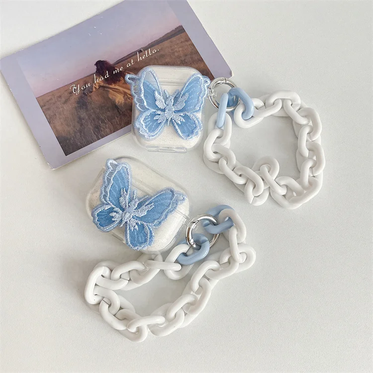 

2021 Luxury Cute Korean Girl Soft TPU Case Protective Cover Pearl Bracelet Keyring for Apple Airpods 1 2 Pro, Candy color style earphone cases for apple airpods