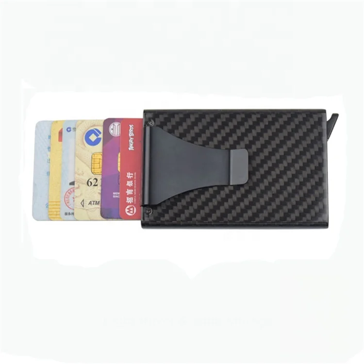 

2020 New Designer Unisex Aluminum Titanium Alloy RFID Luxury Stylish Custom Card Wallet, Black carbon fiber