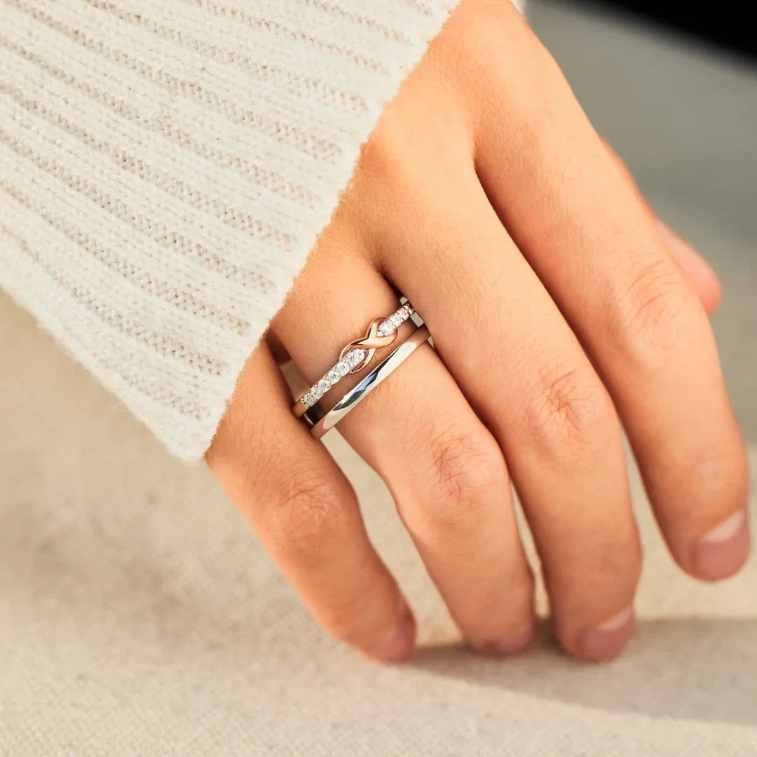 

Rainbowking s925 sterling silver double layer dense nail infinity ring female European and American style ring fine jewelry ring