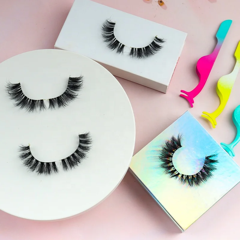

faux mink 3d eyelashes false eyelashes packaging boxes custom logo full strip lashes vendor, Natural black