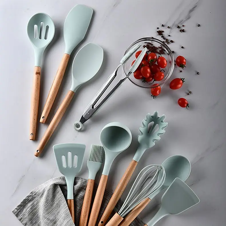 

Kitchen Set Cooking Tools Spatula Spoon Nonstick Cookware Mixing Forked and Slotted Spoons