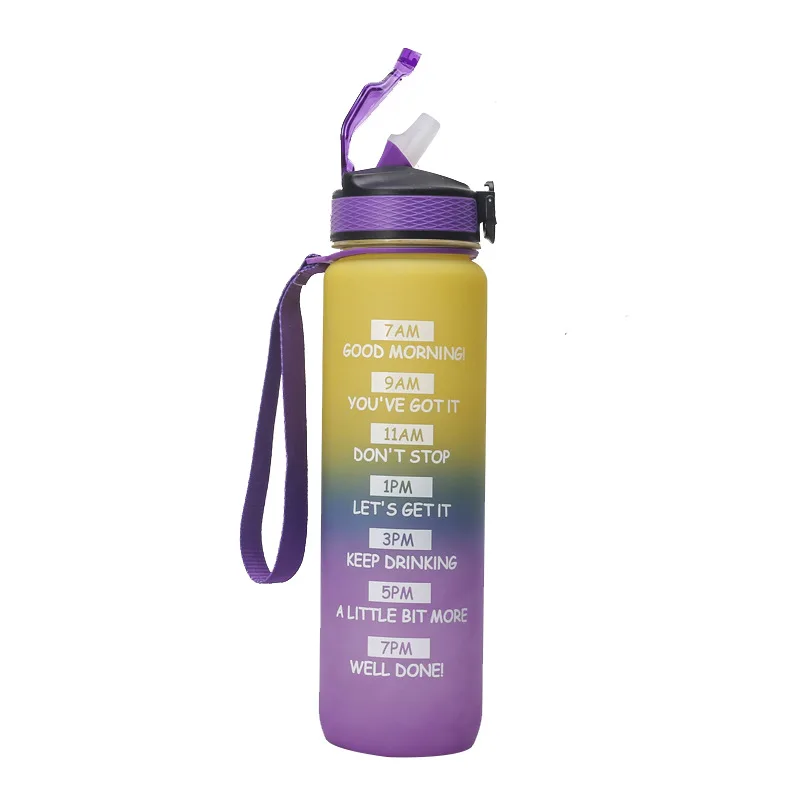 

Customized Kid Water Bottle With Time Marker Sports Outdoor Gym Frosted Plastic Motivational Water Bottle, Accepted logo customized