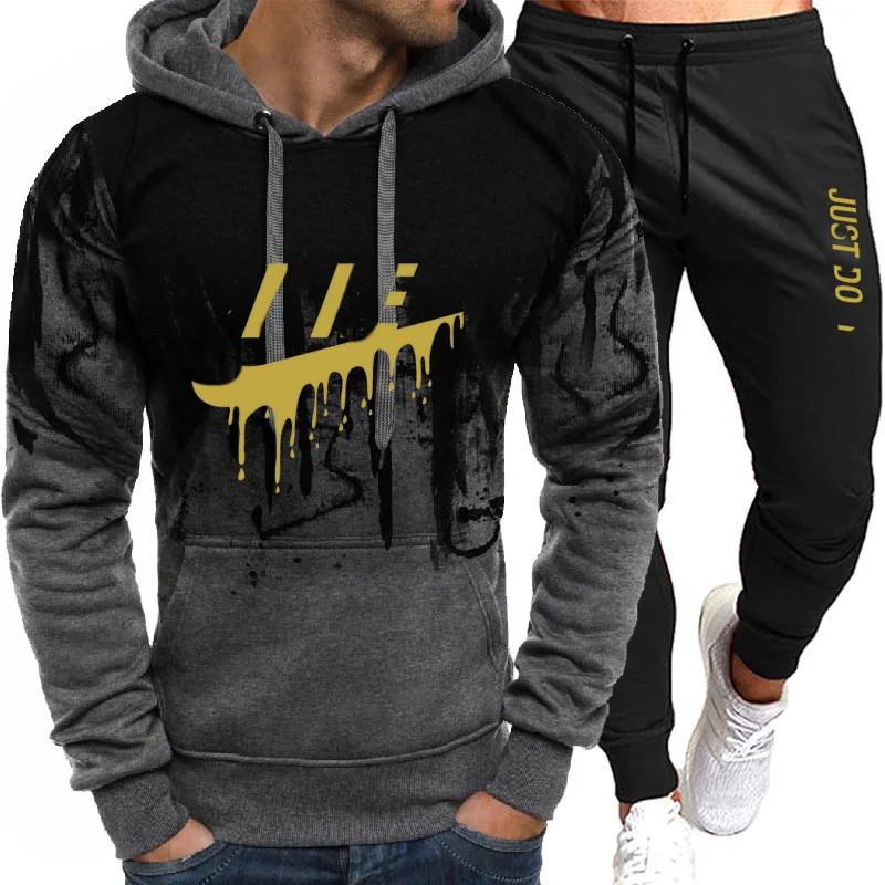 

Fashion Men's Tracksuit 2 Piece Sportswear Clothes Casual Hoodies And Pants Suit Men Gym Sweat Suit men's performance hoodie, Custom color