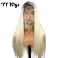 

Wholesale Price 1b Platinum Silky Straight Blonde Wigs 13x6 Lace Front Synthetic Hair