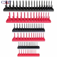 

CHRT 3pcs Red or Black 1/4" 3/8" 1/2" Metric Magnetic Plastic Socket Tray Organizer