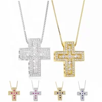 

Free Shipping 18k Gold Plated Jewelry 925 Sterling Silver Choker Necklace Chain With CZ Cross Joyeria