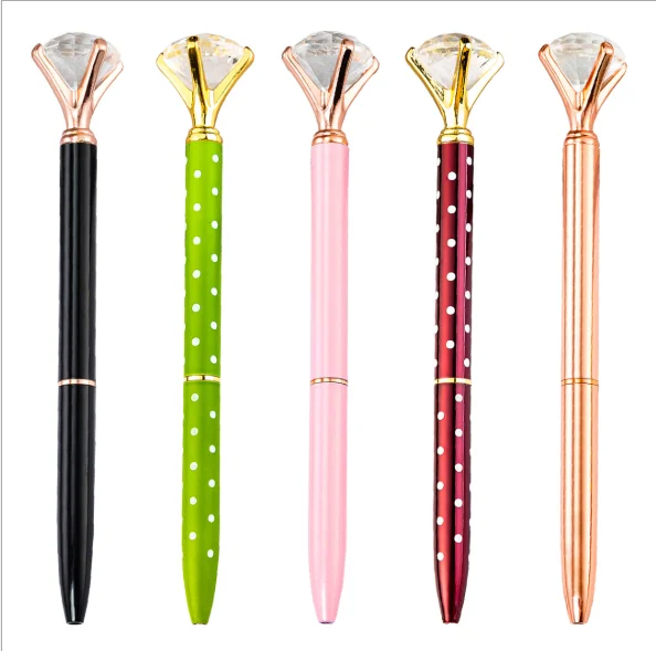 

Big Diamond Top Crystal Metallic Ballpoint Pen Custom Color and Logo Printing Metal Ball Pen