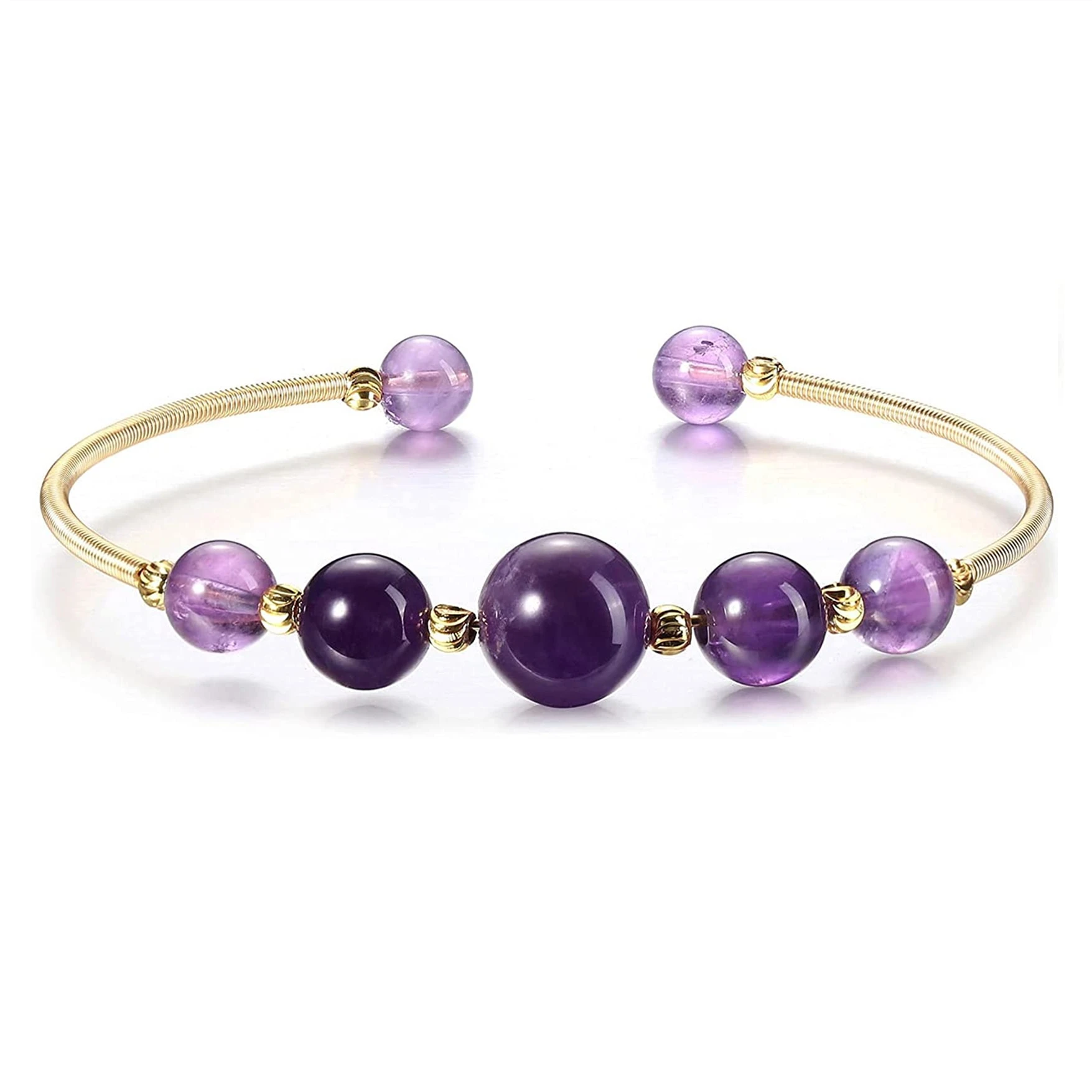 

Fashion Simple Adjustable Healing Crystal Stone Bead Cuff Bracelets for Women, Picture shows