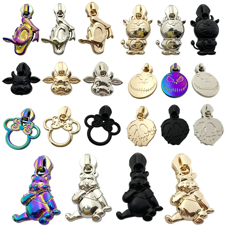 

Zinc alloy gold personalized logo engraved metal zipper pullers nylon slider for clothes, Gold or custom