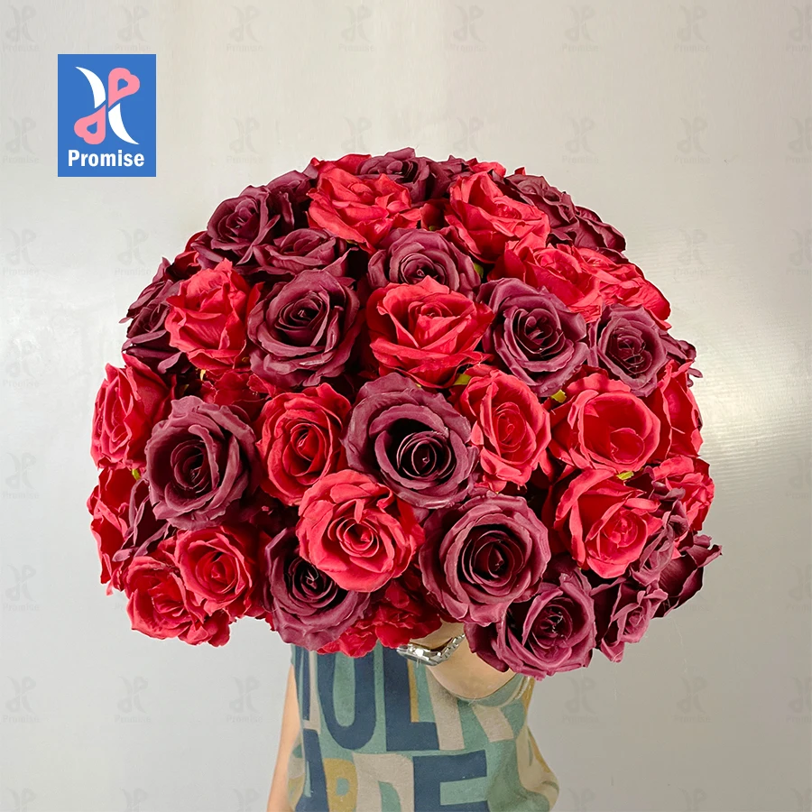 

Promise Professional Manufacturer Custom Hanging Table Center Piece Decoration Rose Artificial Flower Ball Wedding Centerpiece