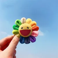 

KOMi Cute Cartoon Colorful Smile Sunflowers Rainbow Cloth Brooch Pins Jeans Bag Decoration Materials Jewelry Accessories B60504