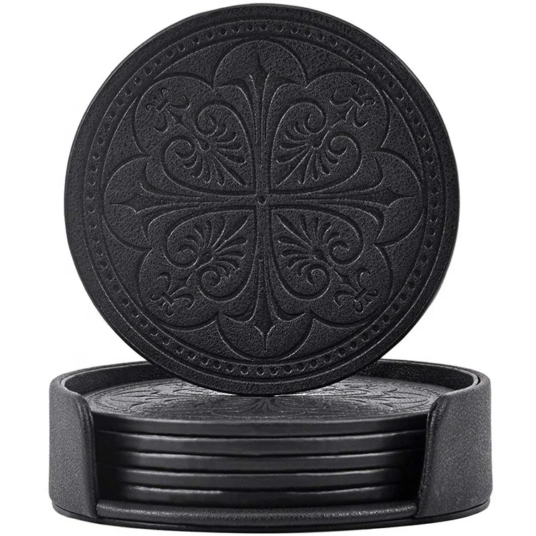 

custom leather coaster set made in China
