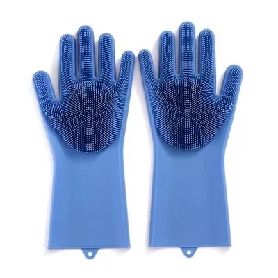 

210g/Pair Amazon Food Grade Heat Resistant Silicone Scrubber Brush Kitchen Cleaning Glove Dish Washing Glove, Customized color