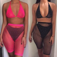 

Wholesale rhinestone transparent sexy women transparent bra panty set