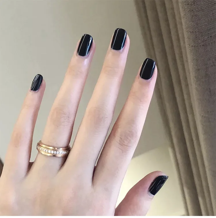 

fashion black nail press on luxury press-on-nails-private-label
