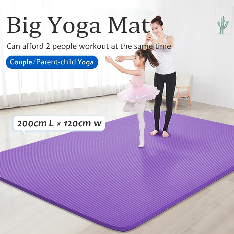 

200cm Big Yoga Non Slip 10mm Thick NBR Fitness Gymnastics Cardio Mat Portable Home Gym Cushion 120cm Wide