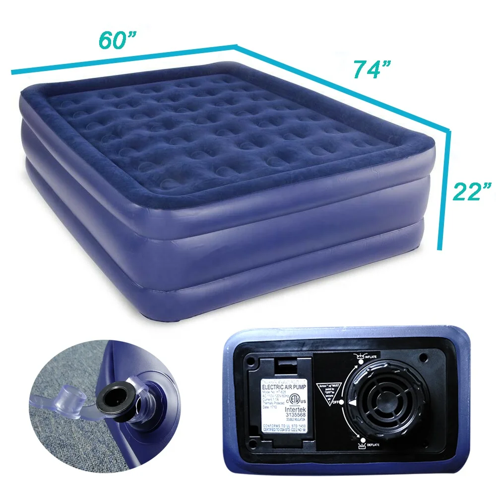 Sunshine Inflatable Queen Size Mattress Wall Plush Mid Rise Inflatable Air Bed With Built In