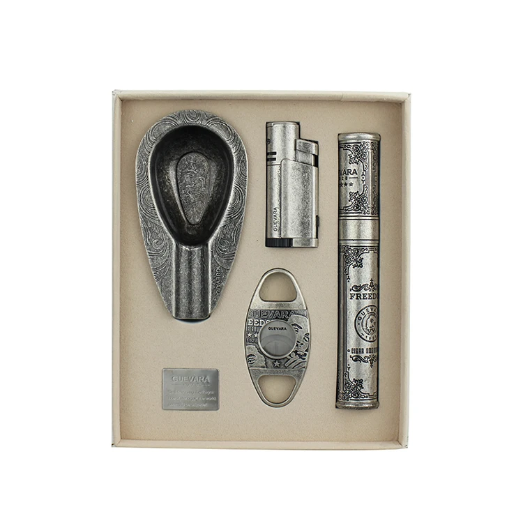 

GUEVARA delicate cigar lighters and ashtrays cigar cutter set gift, Ancient copper ancient silver
