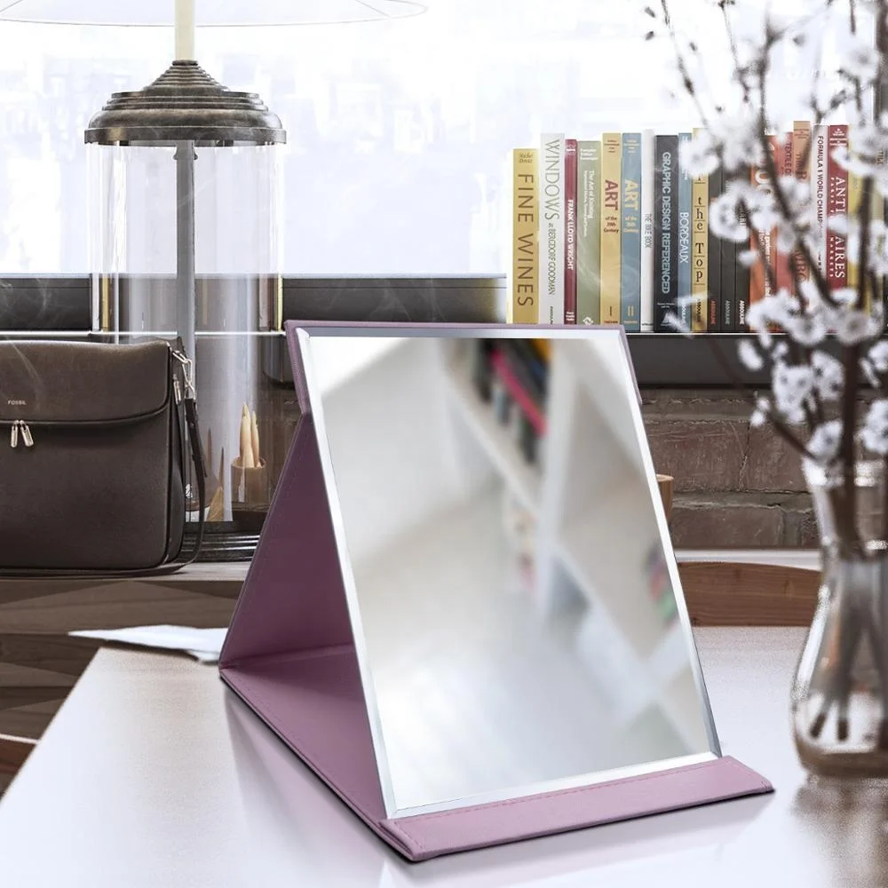 

Travel Mirror Foldable Pocket Portable Rectangular Mirror Makeup Folding Compact Desktop Table Cosmetic Mirror