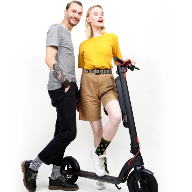 

E step kick scooter for teenagers 10 inch air wheel scooter removable battery power scooter, Black