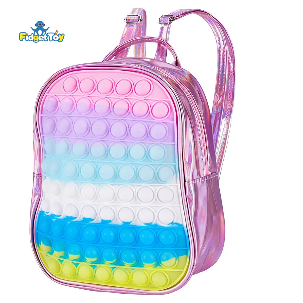 

FA090 Silicone Pop Backpack kids fidget backpack school bags Push Pop Bubble Popping fidget bags with adjustable straps Kawaii
