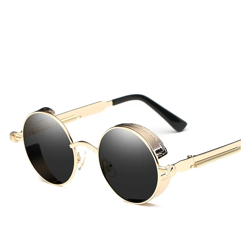 

Fancy Steampunk Metal Sun Glasses Round Luxury Vintage Retro Sunglasses mens