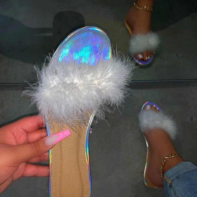 

2020 Women's Summer Slipper Flat Slides adult fur slides for women's sandals