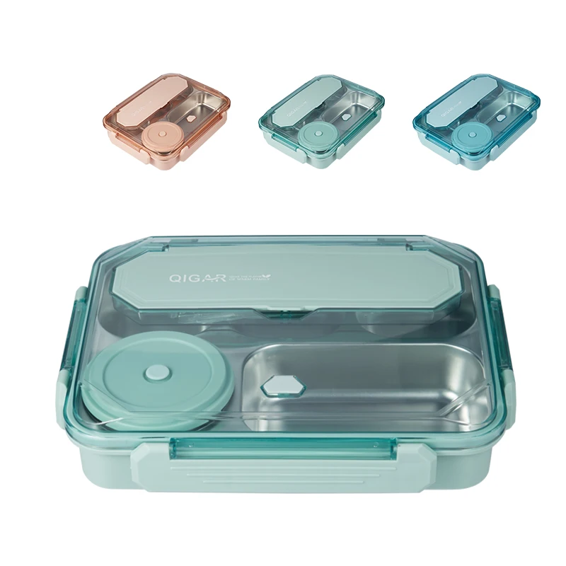 

Stainless bento lunchbox compartments lunch box double wall reusable bento box for kids asults