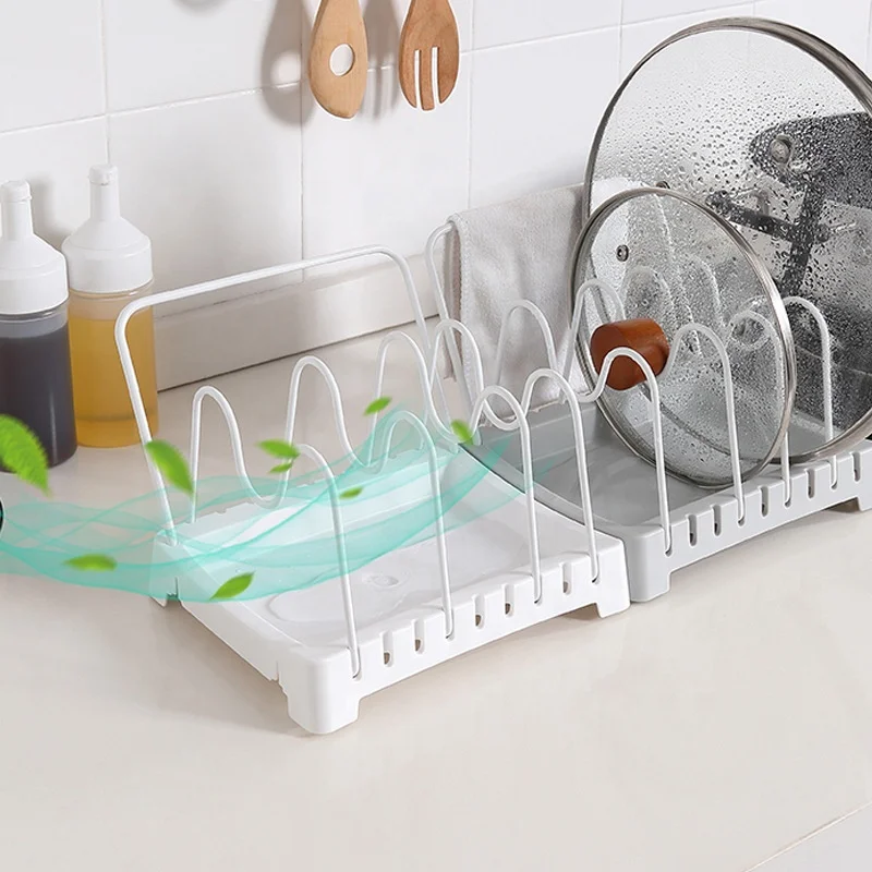 

Kitchen Metal And Plastic Pot Cover Rack Holder Pot Pan Lid Organizer Holder Rack For Kitchen Pot Lid Organizing Holder