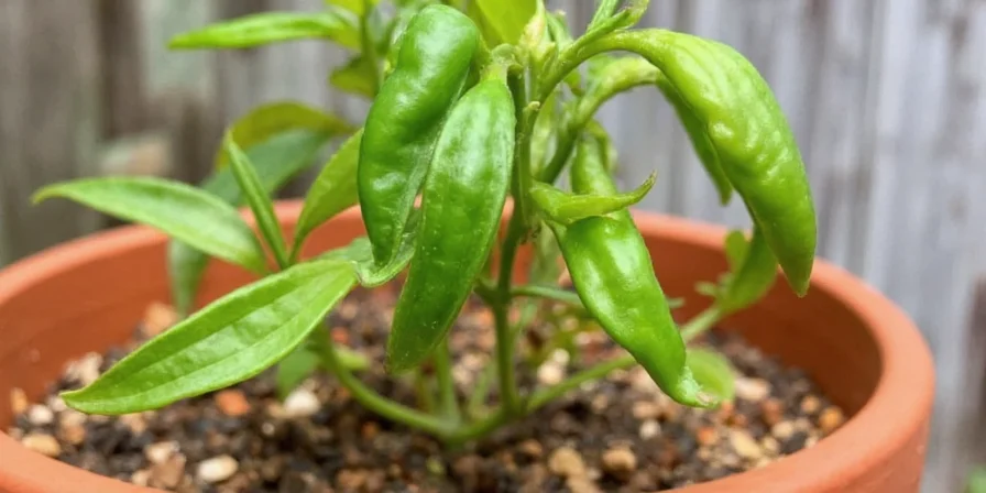 Harvesting mini chili peppers from a small plant