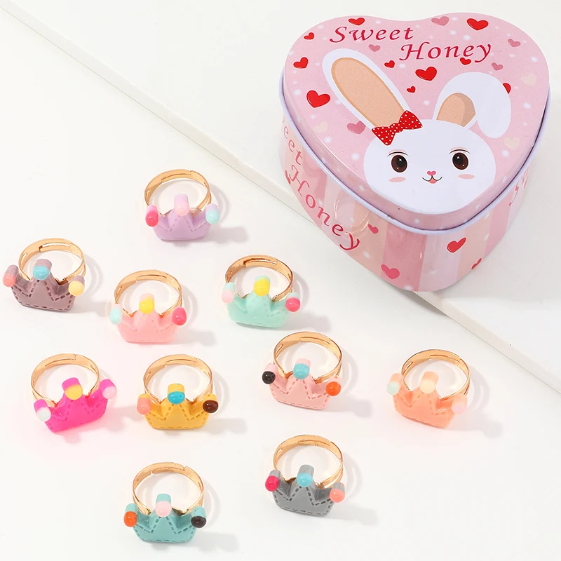 

10pcs/Set Crown Jewelry Ring Set For Kids Children Gift