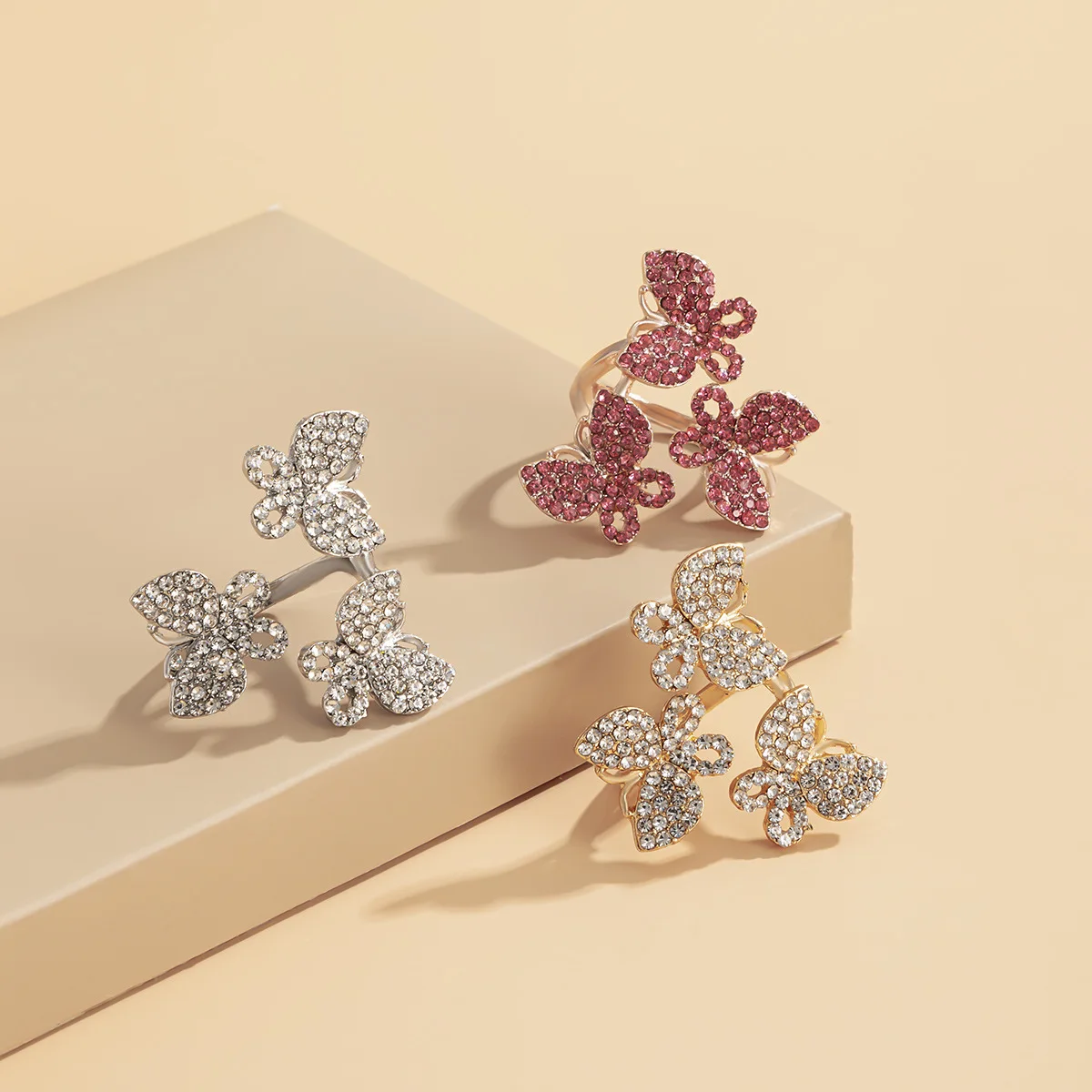 

Jachon New all-match simple and personalized butterfly cute rings