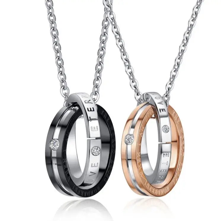

2021 Stainless Steel Jewelry Gold And Black Pendant Necklace For Sale, Picture shows