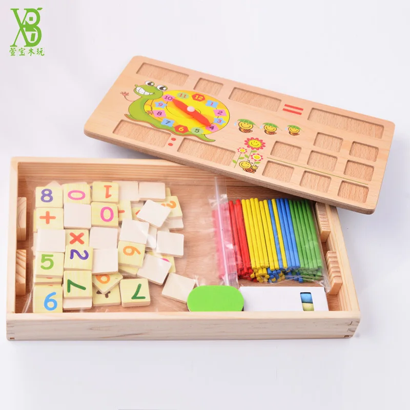 Wooden Montessori Math Toys Digital Stick Learning Box for Preschool Education 