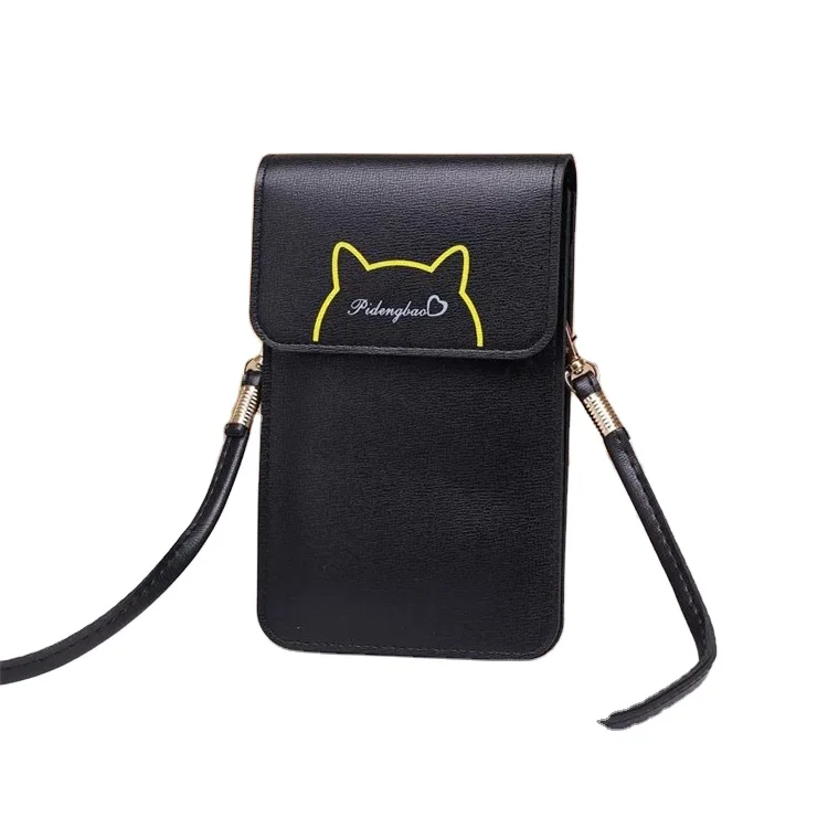 

PU Leather Mobile Phone Bag Transparent Touch Screen Coin Purse Crossbody Bag