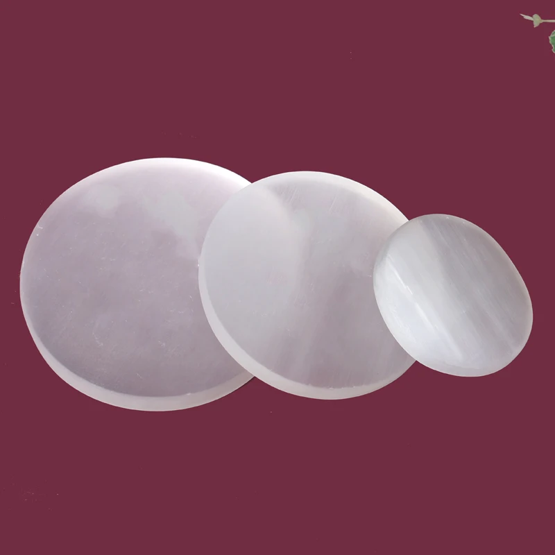 

wholesale exquisite healing crystals stone raw selenite crystal carving disc selenite plate